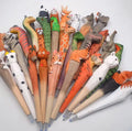 Wood Carved Gel Pen Unique Animal Anime Writing Pens Stationary Prizes School Office Gift Supply Christmas Birthday Party Favor