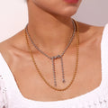 LT-N3158 European and American Trendy Minimalist Niche Fashion Stainless Steel Necklace Plated with 18K Gold 4mm Bead Chain