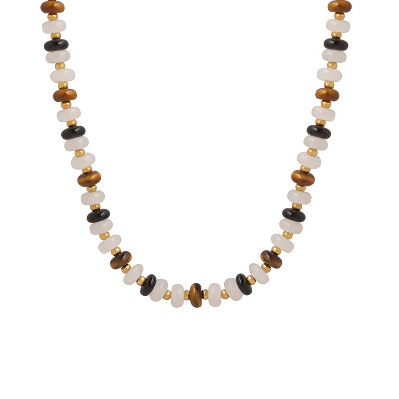 Custom Design Choker Colorful Tourmaline Gold Plated Chains Jewelry Necklace Stainless Steel for Women