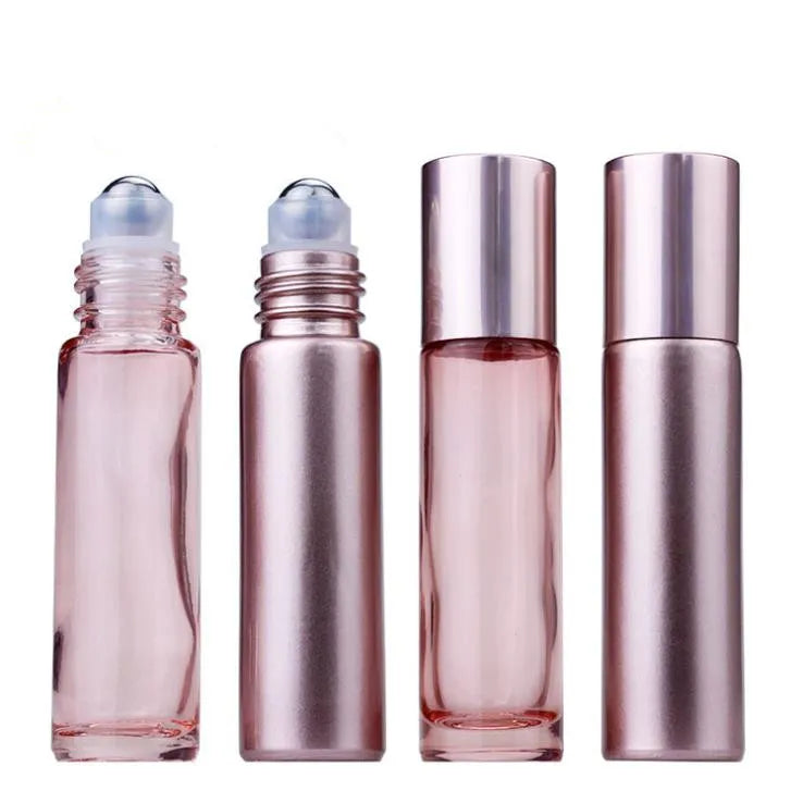 In Stock 10ml Clear/matte Rose Gold Glass Roll on Bottle for Essential Oil/perfume