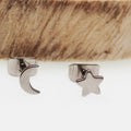 G23 Titanium Moon and Star Stud Earrings