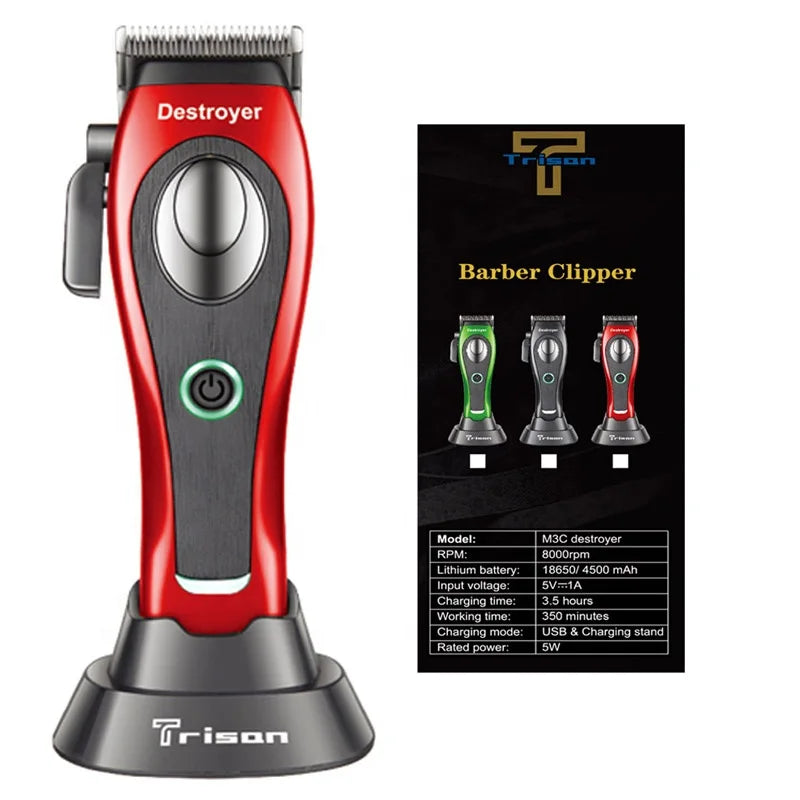 8000Rpm Rotary Motor Rechargeable Cordless Hair for Clipper Stainless Steel Blade Household Use Barber Machines Supplies Battery