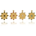 5Pcs Stainless Steel Round Diamond Setting Sun Charms Pendants for DIY Necklace Supplies Earrings Materials Jewelry Findings