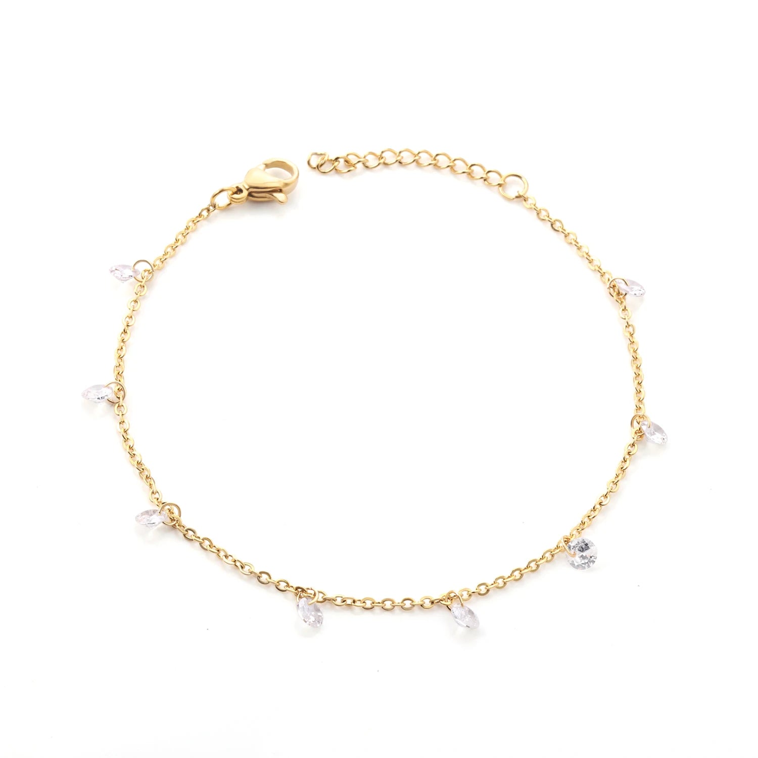 Fashion Top Quality Trendy Minimalist Link Chain Bracelet 18k Gold Plated Zircon Jewelry Stainless Steel Bracelets for Women