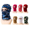 Wholesale Custom Winter One Hole Black White Knitted Common Sports Balaclava Hat Distressed Face Ski Mask 100% Polyester Unisex