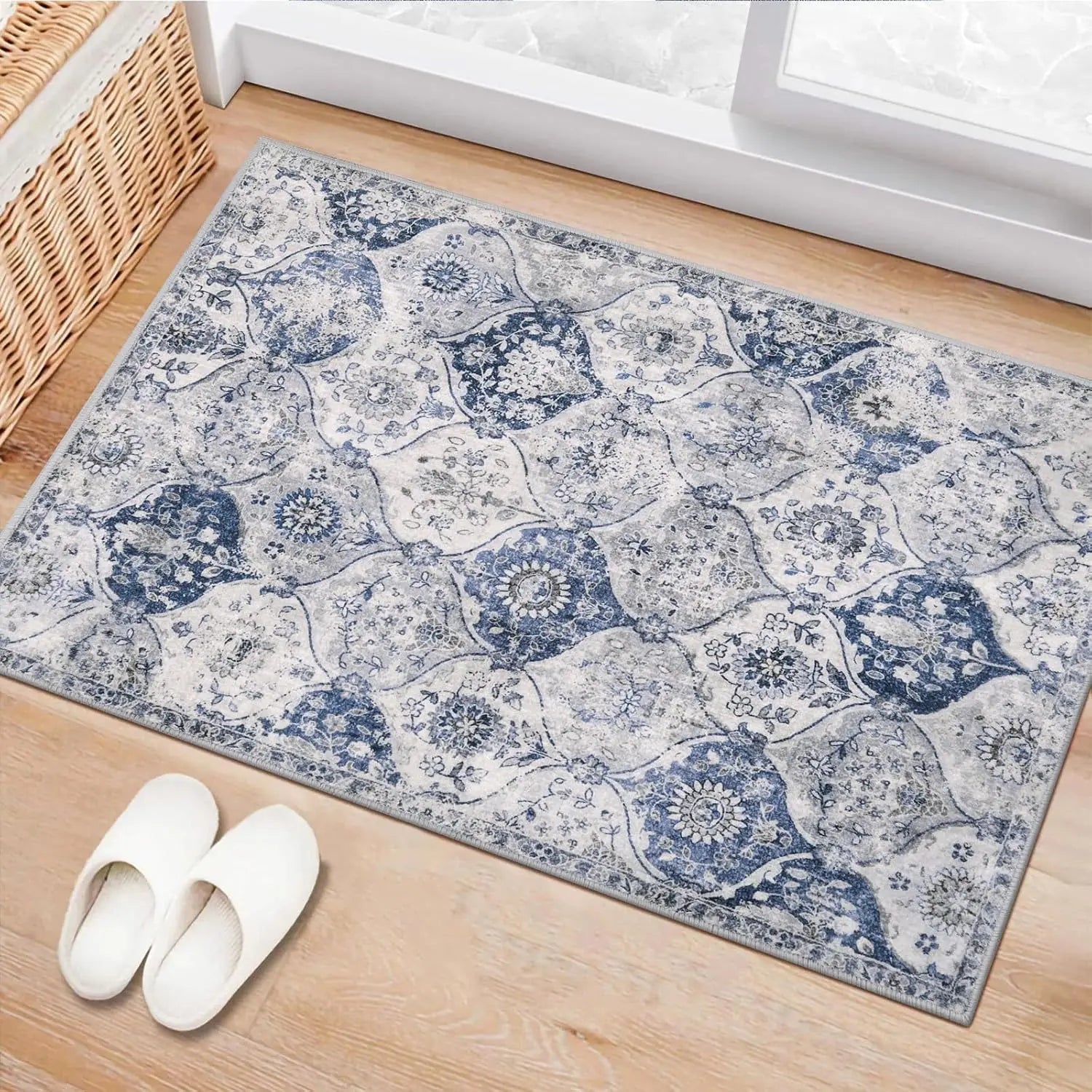 Small Oriental Accent Entryway Bedroom Kitchen 2x3ft Area Rug Mat Non-Slip Machine Washable Indoor Door Mat Vintage Throw Rug