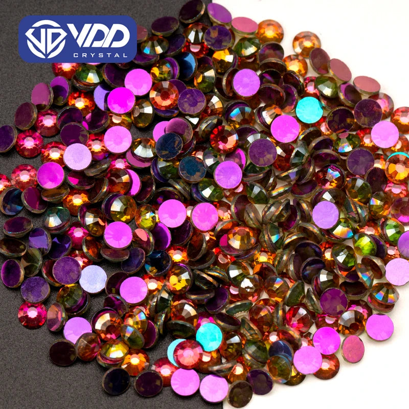 VDD 152 Rose Shine SS4-SS30 Glass Rhinestones Crystal Flatback Strass Diamond Glitter Stones for DIY Nail Art Crafts Decorations