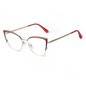 STORY PSTY82106 Red Arm Spring Hinge Glasses Woman Luxury Design Gold Anti Blue Light Glasses Cateye Eyewear Optical Glasses