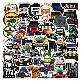 50pcs Cool jeep Car Set PVC Waterproof Wholesale Stickers for Kids Laptop Cup Luggage Notebook Skateboard Bottle Decoration