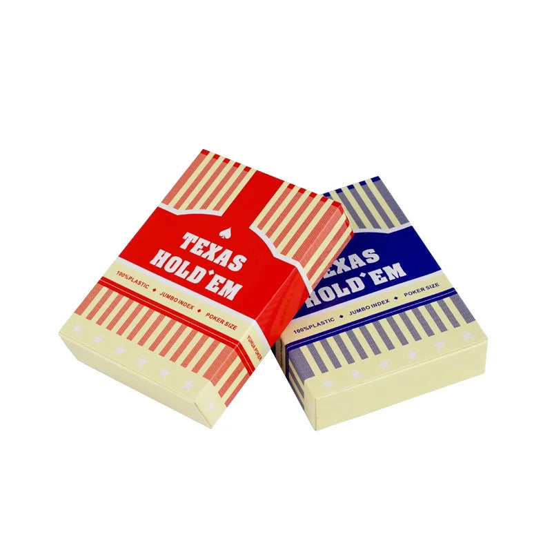 YH Hot Sale Factory Price Plastic Texas Game Card Double Deck Playing Cards Poker Square Shape 6.3X8.8 cm Red/Blue OEM/ODM Stock
