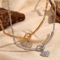 Niche Design Stainless Steel 18k Gold PVD Plated Waterproof Jewelry Tie Chain Zircon Inlay Heart Pendant Necklace for Women