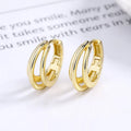 Fashion Jewelry 925 Sterling Silver Earring Hollow Three Layers Lines Gold Plated Hoop Earrings for Women