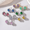 Factory Price Light Luxury Fashion Earrings Crystal Zircon Earring Brass Gold Plated Round Stud Earrings for Women Daily Wear