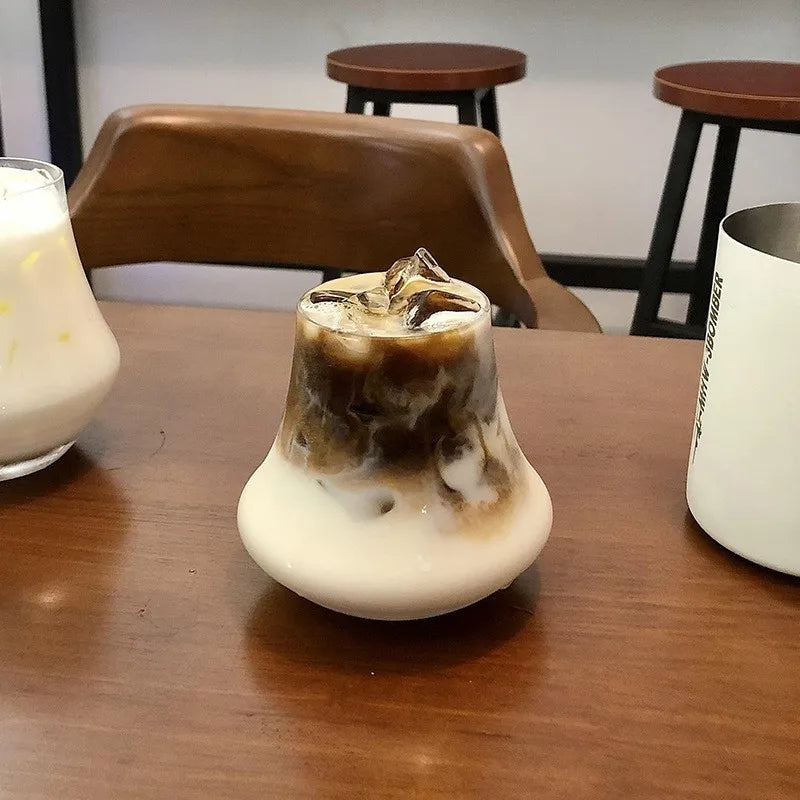 Glass Creative Coffee Cup Beverage Cup Latte Ice Americano Cup for Shop