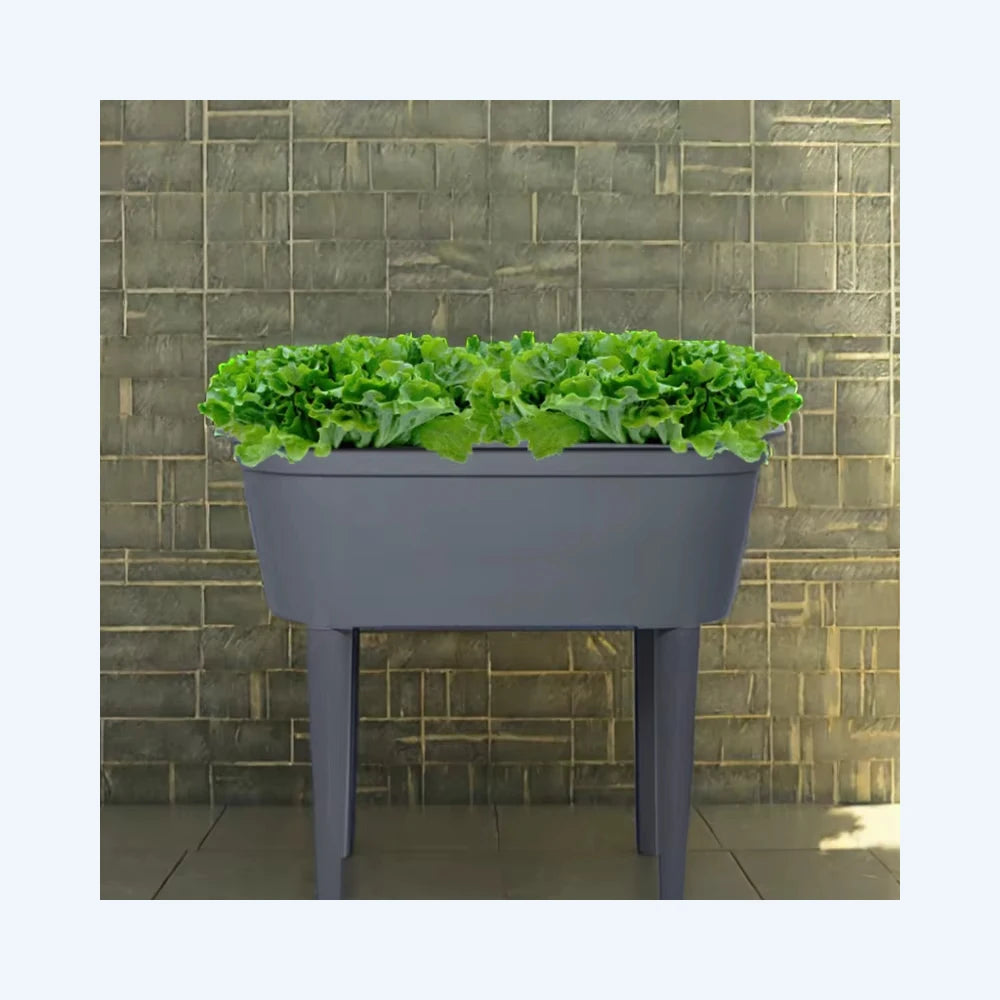 Wholesale Large Outdoor Plastic Resin Planter Pots Self-watering System Elevated Garden Bed Home Box Legs for Succulents