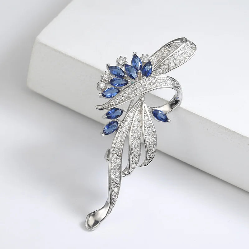 Jachon Wholesale High End Gold Flower Zircon Brooch Pins Ladies Crystal Brass Brooch Copper Jewelry