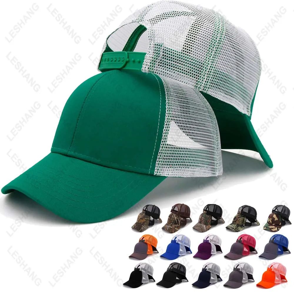Fashion Unisex Curved Brim Golf Mesh Trucker Hat Plain 6 Panel Blank Custom logo Breathable 2 Two Tone Embroidery Sports Caps