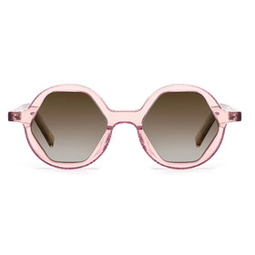 2025 New Lady Fashion Round Fram Shape Glitter Printing Trendy Comfortable Thin Acetate PINK Polarized Sunglasses Blue/Purple