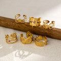 18K Gold Plated Stainless Steel Hollow Zircon Ring High-Grade Sense Ring Stylish Flower Rings