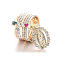 18K Gold White Colorful Fine Gold Plating Waterproof Fashion Diamond Wide Brass Rings Jewelry for Women