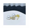 E2118 9-10mm DIY Natural Freshwater Pearl Charm Earrings Mounting Accessory 925 Sterling Silver Gold Plated  Jewelry for Women