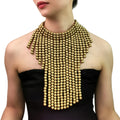 New European American Exaggerated Painted Wood Beads Long Tassels Necklace Handmade Beaded Personalized Wooden Necklace