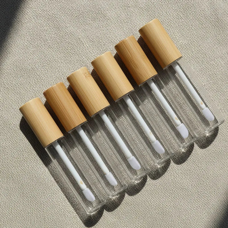 Eco Friendly Bamboo Packaging Cosmetics Recycled Lip Gloss Tubes Lip Gloss Tubes Glass Lipstick Tube Bamboo Cosmetic Packaging
