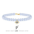 Carline Topsale 925 Sterling Silver Freshwater Pearls Beading Lucky Eye Chalcedony Zircon Bracelet Gold Plated Gifts for Girls