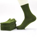 Double Needle Knit Crew Anti-Slip Breathable Eco-Friendly Autumn Casual Cotton Blend Terry Green Tactical Solid Mens Socks