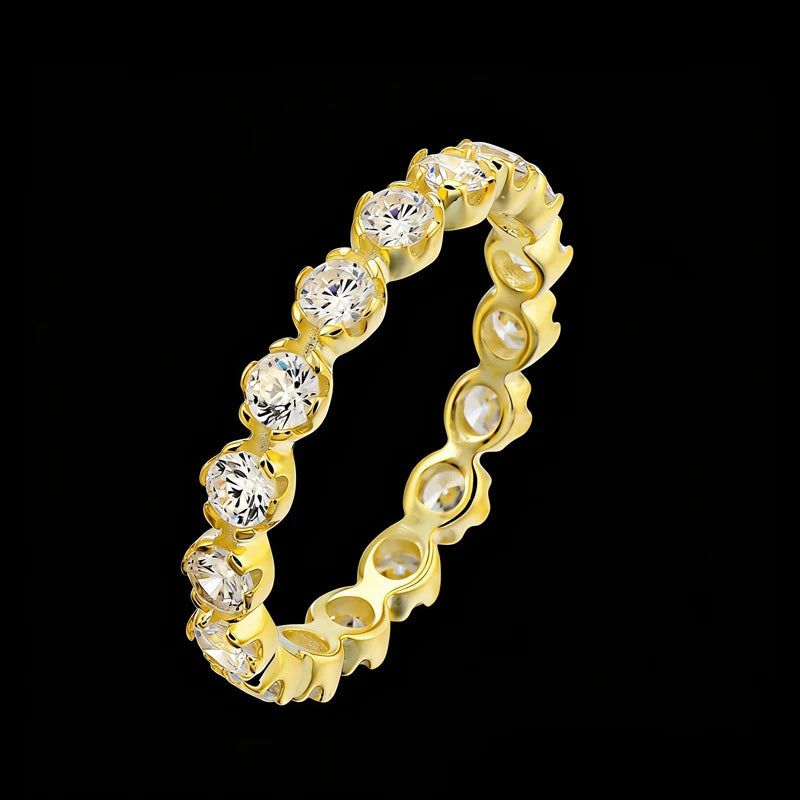 Fine 10K/14K/18K Solid Gold Lab Grown Diamond IGI Certified Eternity Band Full Paved Round Brilliant Ring for Women