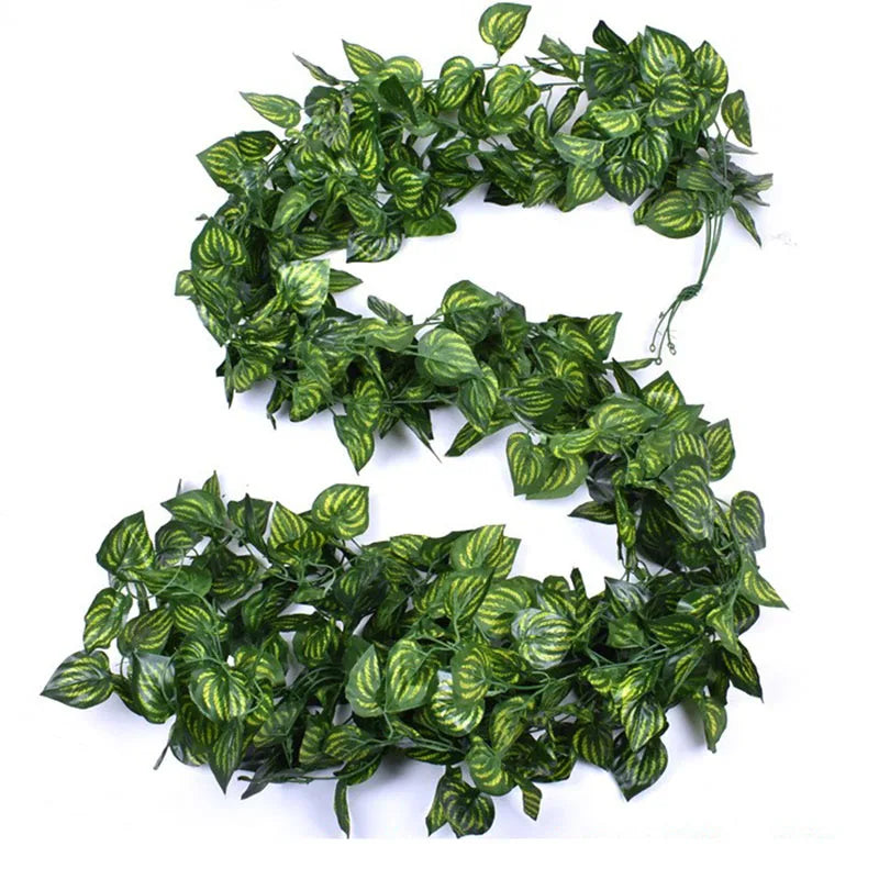 DREA 2.3m Long 90pcs Artificial Green Ivy Leaves Hanging Vine Ivy Plants Leaf Garland for Wedding Party Garden Home Wall Decor