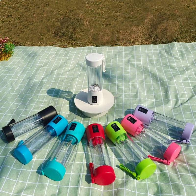Portable 380ml USB Rechargeable Electric Cup Blender Stainless Steel Blades Mini Mixer for Kitchen Car Hotel Outdoor Use