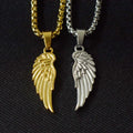 MECYLIFE Feather Necklace Stainless Steel Angel Wing Pendant Mens Fashion Jewelry