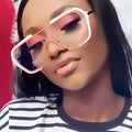 Custom Logo Fashion Vintage Orange Purple Polygon Square Sunglasses Women Alloy Oversized Clear Eyeglasses Frames Men Women