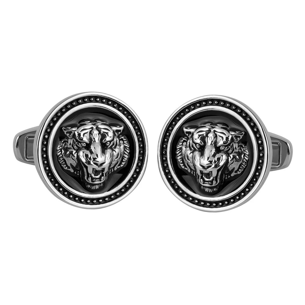 Anniversary New Zodiac Animal Domineering Tiger Tiger Head Copper Cufflinks for Men