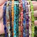 AsVrai U 3x6x6mm Natural Stone Colorful Sea Sediment Jaspers Flat Square Turquoises Loose Beads for Jewelry Making DIY Bracelet