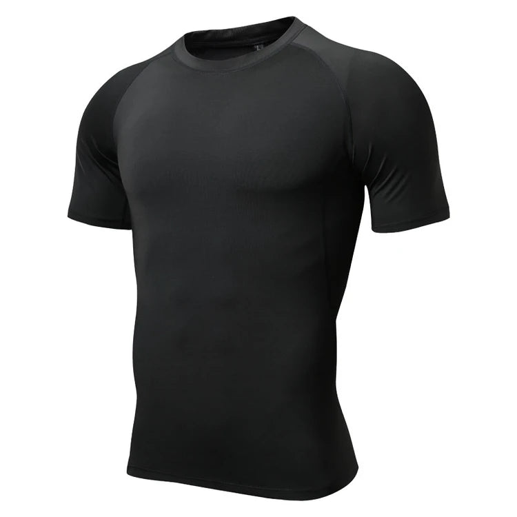 JINQI Custom logo Gym Fitted Muscle Fit Black t Shirts Running Quick-dry Sport Polyester Men t Shirt