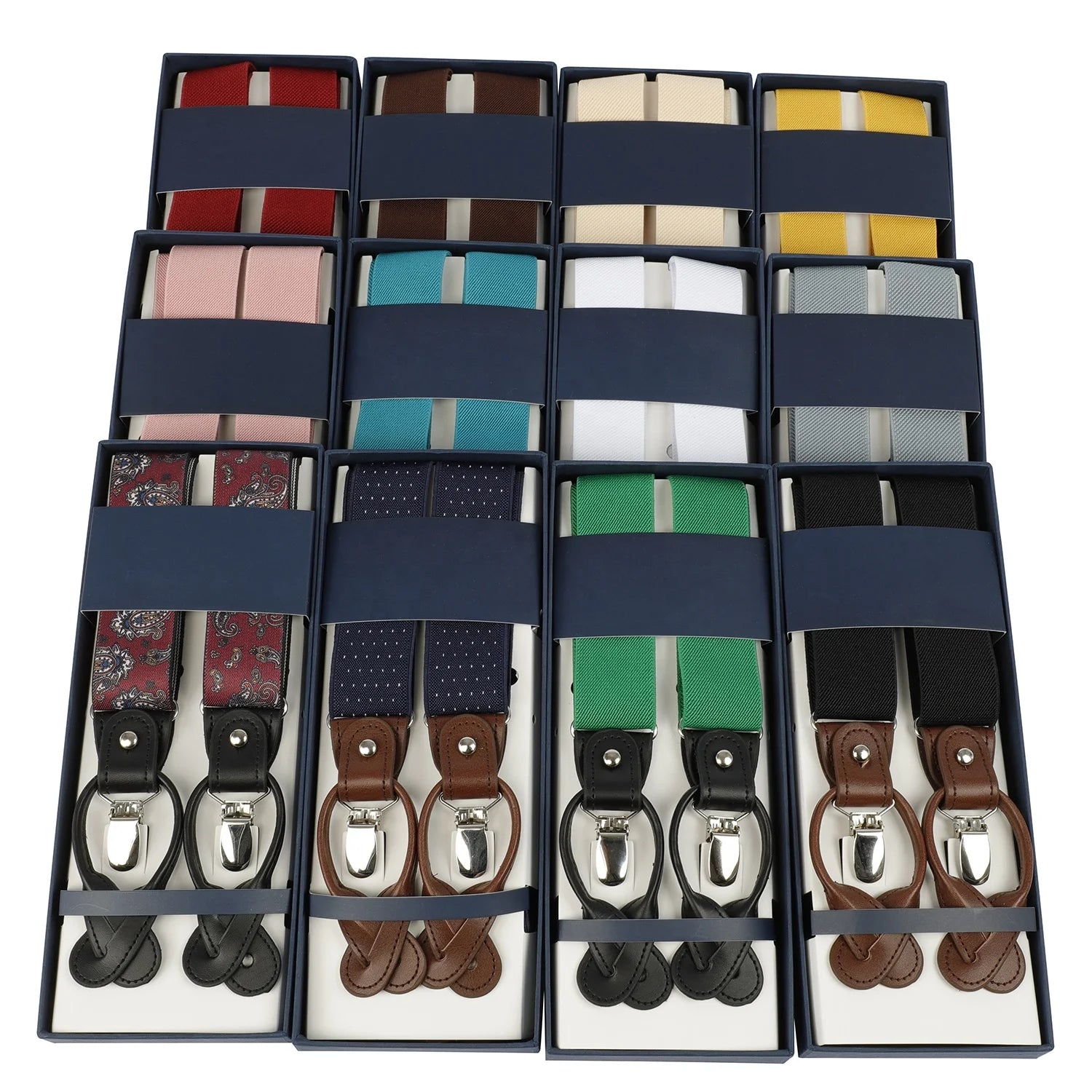 Pure Color Men's Y Style with Button Steel Buckle Custom Brand Elastic Suspenders