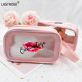 Simple Lovely pink OEM logo Makeup Bag Cosmetic & Toiletry Bags Print logo Bag with Zipper for Girls Women for Travel Swimming