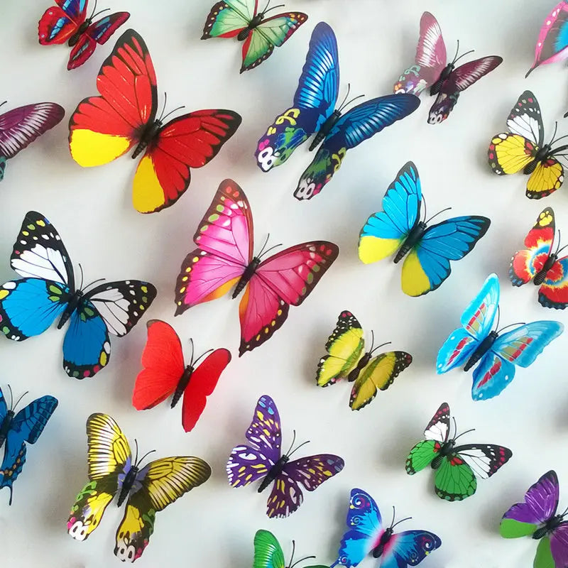 Realistic PVC 12 Colors Cute Butterfly 3D Butterfly Wall Stickers for Home Decoration and Wedding Decoration XD102
