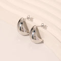 Punky Women's Stainless Steel Hoop Earrings High Polished Waterdrop CC Geometric Shape Moon Style Fashion Jewelry