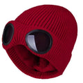 Skiing Men's and Women's Autumn and Winter Glasses Hats Goggles Knitted Sports Hats with Sunglasses Windproof and Warm Hats