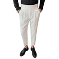 Wholesale Men Plaid Casual Dress Trousers Men's Striped Business Slim Formal Ninth Pencil Pants