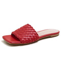 Factory Wholesale Girl Casual Flat Mule Shoes Woven Style Square Toe Female Slippers and Sandals