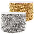 Most Popular Stainless Steel Waterproof 18K Gold 1.5mm 1.8mm Bead Cuban Chain Roll Findings for DIY Jewelry Making Components