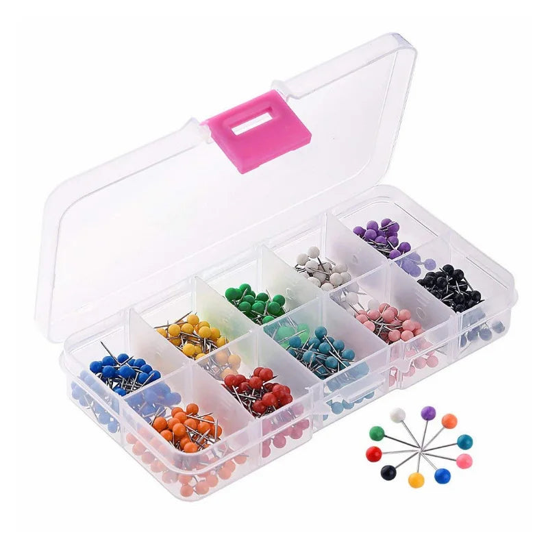 500pcs Multi Color Push Pins Office World Map Plastic Round Head Tacks Marking Pins for Cork Board