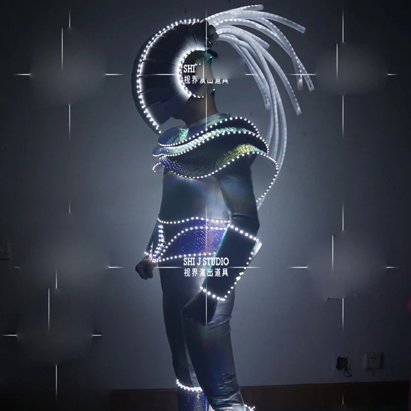 Custom bar Gogo Dance Clothes Nightclub Ds Future Technology LED Light Performance Clothes Muscle Men's  Costume Men armor