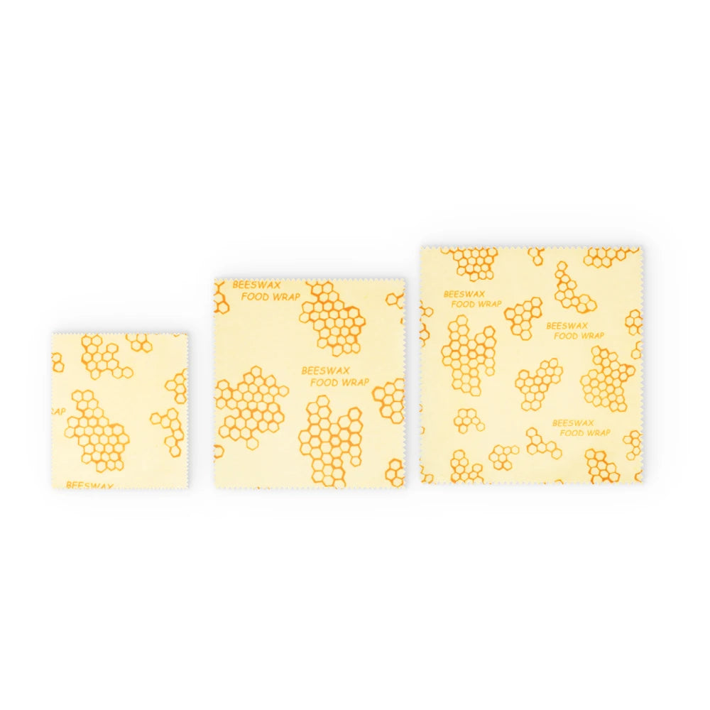 1S 1M 1L Assorted 3pcs Honeycomb Reusable Beeswax Food Wraps Sustainable Food Storage Containers Organic Cotton Food Wraps