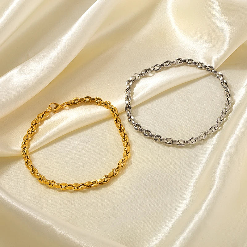 18K Stainless Steel Thick Chain Jewelry Set Fashionable Bracelet & Bangle
