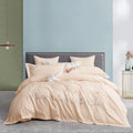 ODM/OEM Exquisite Flower Embroidery Duvet Cover Soft king Size Orange Washed Cotton Bed Linen Home Textile Bedding Set